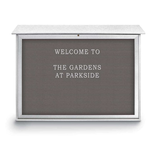 Indoor Enclosed Combo Board, 42"x32", Satin Frame/Grey & Amethyst